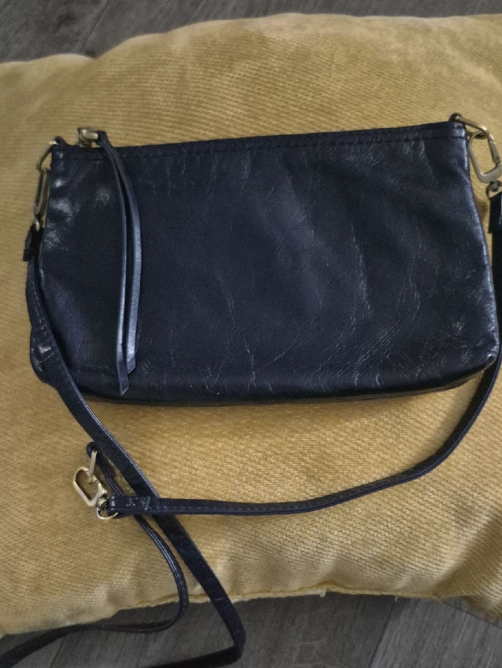HOBO Darcy Navy Leather Crossbody with Gold Hardware